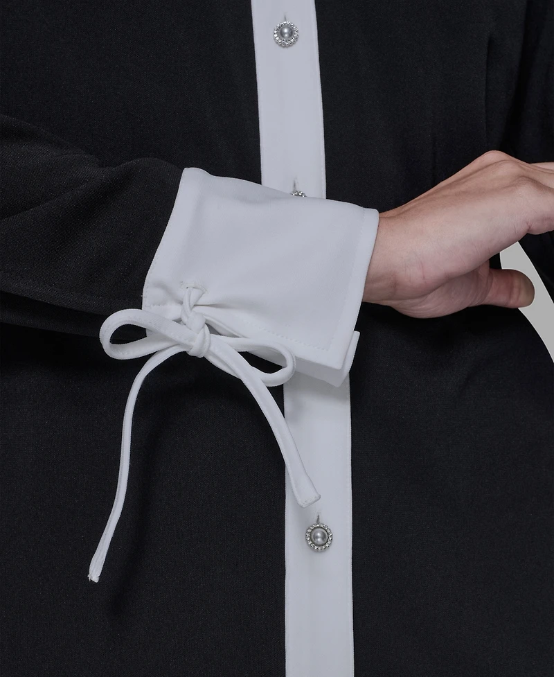 Karl Lagerfeld Paris Women's Contrast Collared Top