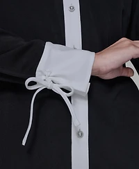 Karl Lagerfeld Paris Women's Contrast Collared Top