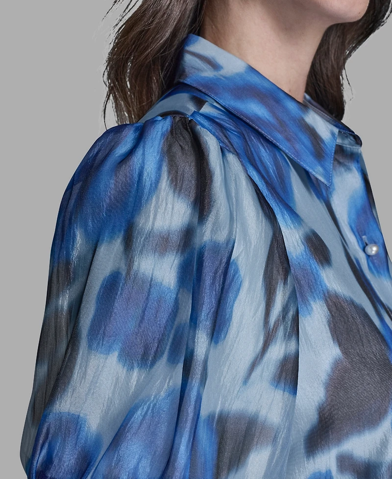 Karl Lagerfeld Paris Women's Organza Collared Top