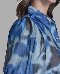 Karl Lagerfeld Paris Women's Organza Collared Top