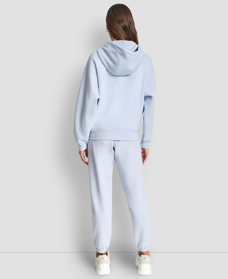 Dkny Women's Varsity Embroidered Logo Relaxed Pockets Pull-On Joggers