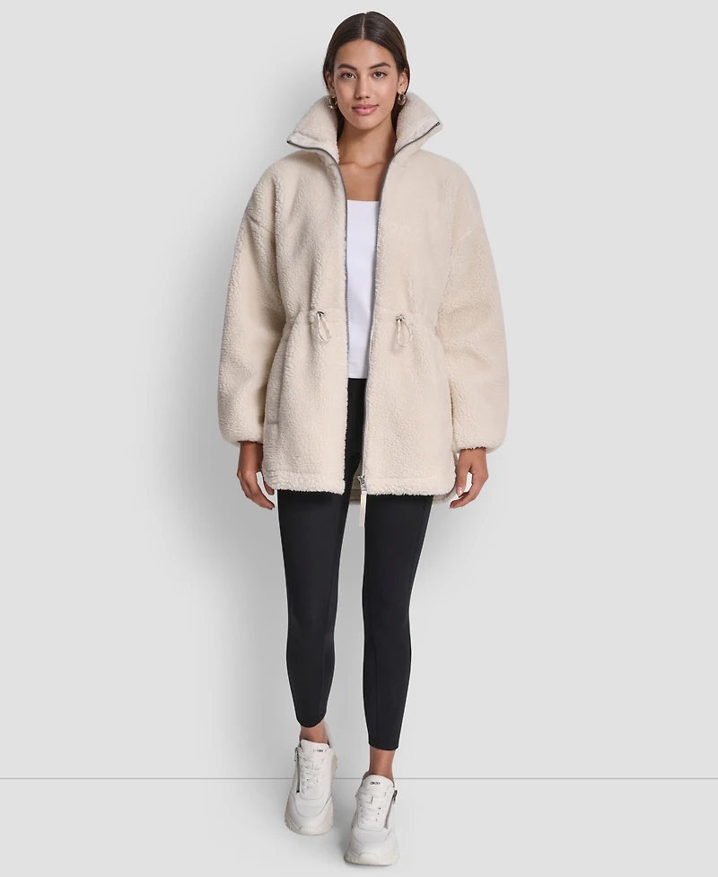 Dkny Women's Sherpa Mock Neck Jacket