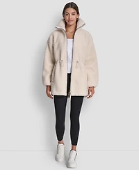 Dkny Women's Sherpa Mock Neck Jacket
