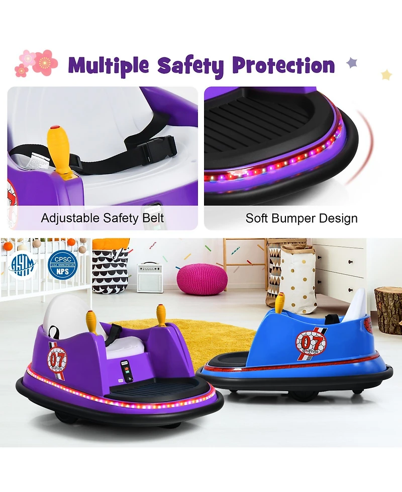 Sugift 12V Electric Kids Ride On Bumper Car with Flashing Lights for Toddlers