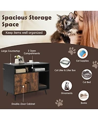 Sugift Cat Litter Box Enclosure with Storage Compartments and Pet Scratcher