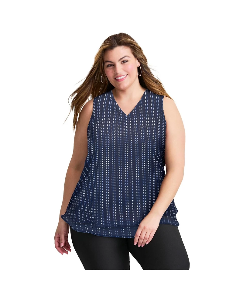 Avenue Women's Tops & Tees Plus Sleeveless Double Layer Swing Tank