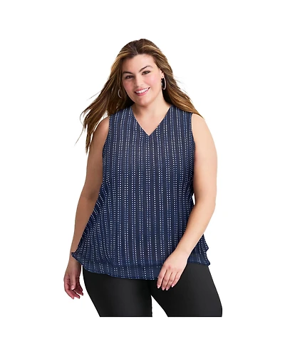 Avenue Women's Tops & Tees Plus Sleeveless Double Layer Swing Tank