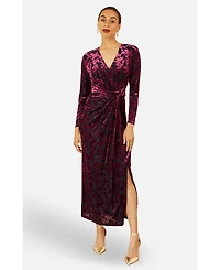 Yumi Women's Dresses Velour Stretch Midi Dress