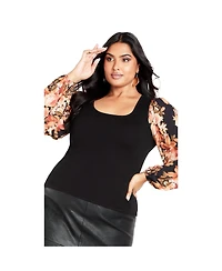 Avenue Women's May Contrast Floral Sleeve Sweater