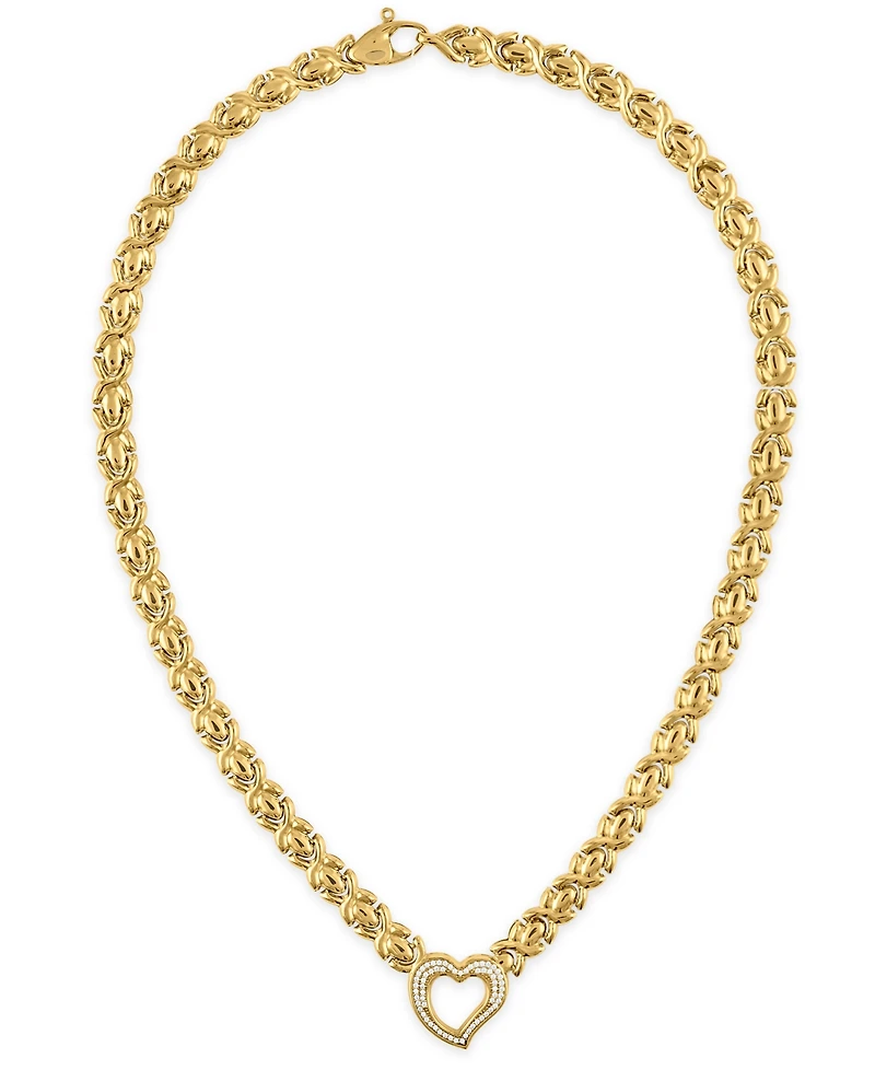 Macy's Diamond Open Heart Necklace (1/3 ct. t.w.) in 14k Gold Over Sterling Silver