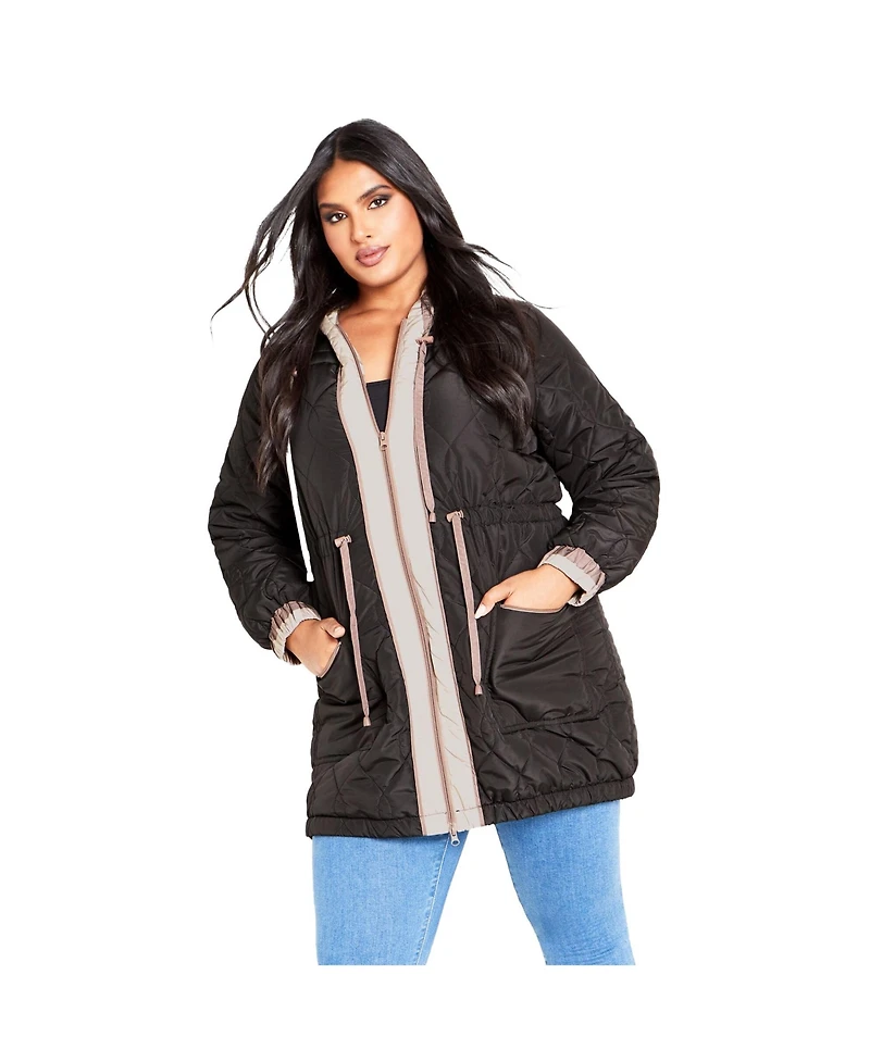 Avenue Women's Clio Quilt Padded Hooded Neck Coat
