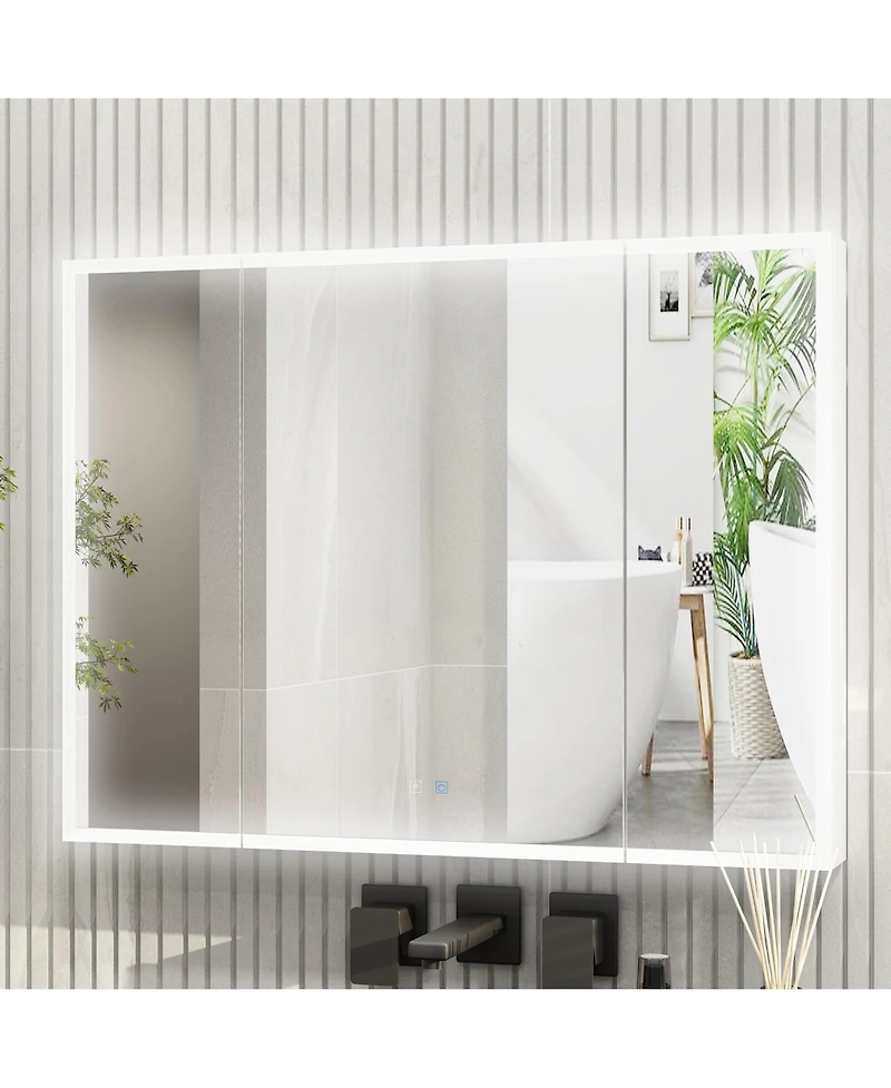 Bathroom Cabinet with Mirror Doors, Wall-Mounted Mirror Cabinet with Storage