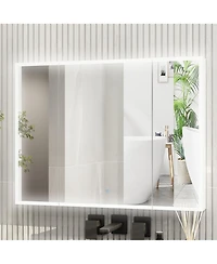 Bathroom Cabinet with Mirror Doors, Wall-Mounted Mirror Cabinet with Storage