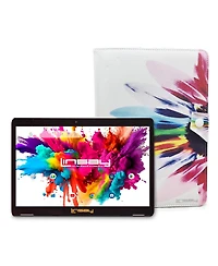 New Linsay 10.1" Tablet 128GB with Flower Case with Super Screen Ips Quad Core 4GB Ram Android 14