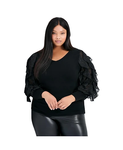 Avenue Women's Frill Sleeve Sweater