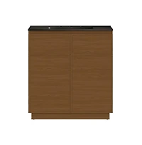 Swiss Madison 36" Freestanding Bathroom Vanity in Brown Oak, Black 3-Hole Widespread Sink Top
