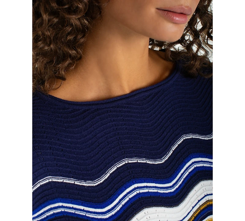 Liverpool Los Angeles Petite Boat Neck Scallop Hem Sweater