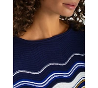 Liverpool Los Angeles Petite Boat Neck Scallop Hem Sweater