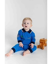 Florence Eiseman Baby Boys Navy Short Sleeve Sweater With Puff Sleeves