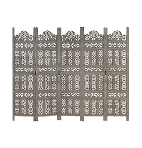vidaXL Hand carved 5-Panel Room Divider 78.7"x65" Solid Mango Wood