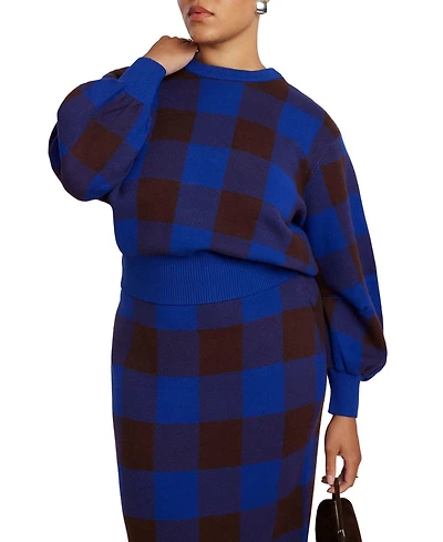 Eloquii Women's Intarsia Puff Sleeve Sweater