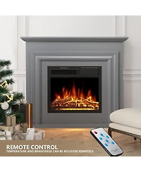 Cowsar Freestanding Electric Fireplace Heater with Remote & Led Flame
