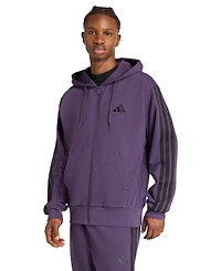 adidas Men's Regular-Fit 3-Stripes Full-Zip Fleece Hoodie