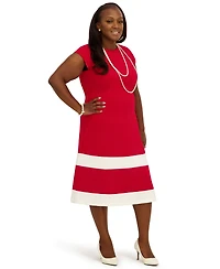 Kasper Women's Cap Sleeve Knee Length Fit & Flare Dress, Regular and Plus