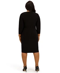 Kasper Women's V-Neck Knee Length Wrap Dress, Regular and Plus