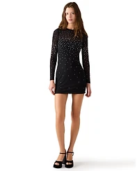 Steve Madden Women's Embellished Long-Sleeve Mini Dress