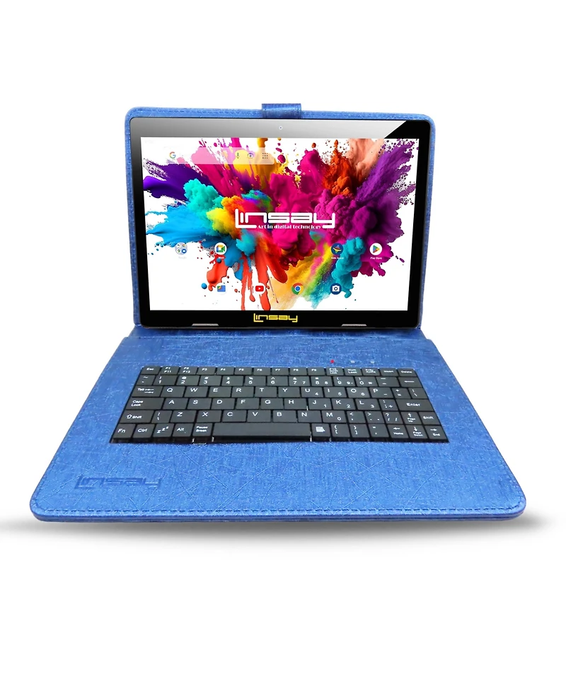 Linsay New 10.1" Tablet Octa Core 128GB Premium Business Bundle with Deluxe Keyboard Case, Briefcase and Pen Stylus Newest Android 14