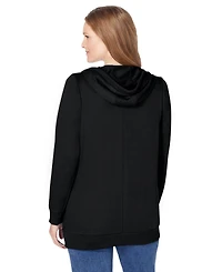 Woman Within Women's Zip Front Tunic Hoodie Jacket