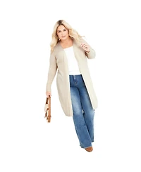 Avenue Women's Charmed Collarless Longline Cardigan