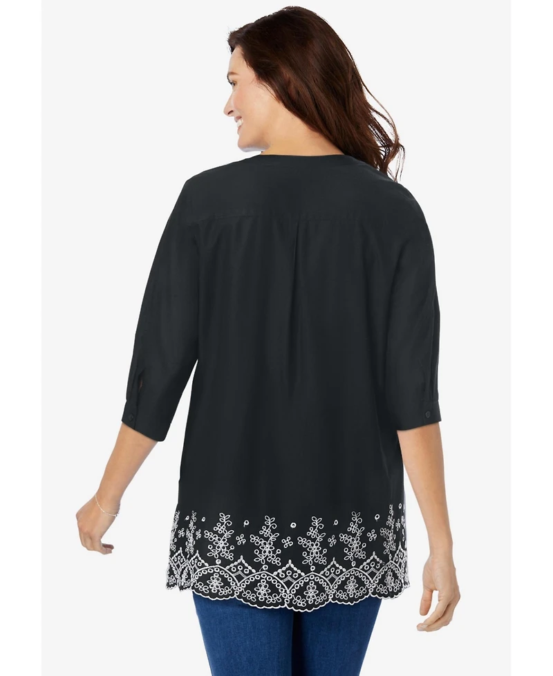 Woman Within Women's Embroidered Pintuck Tunic