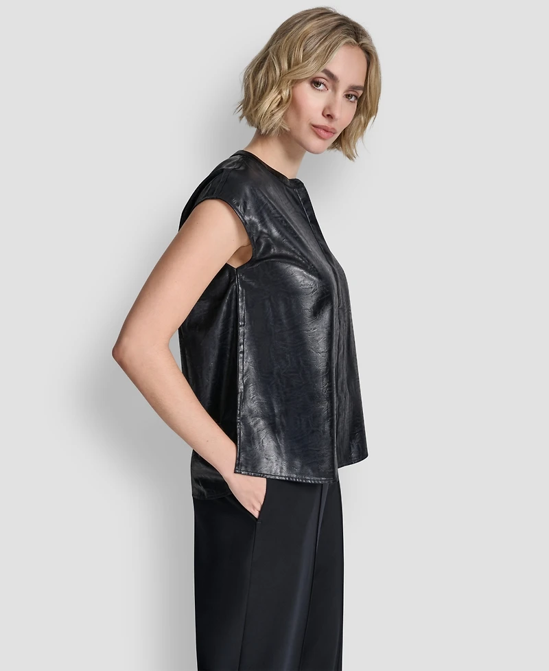 Dkny Women's Crewneck Button-Front Top