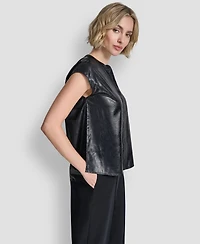 Dkny Women's Crewneck Button-Front Top