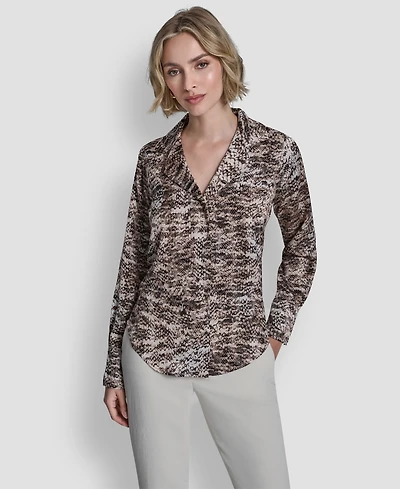 Dkny Women's Collared Button-Up Blouse