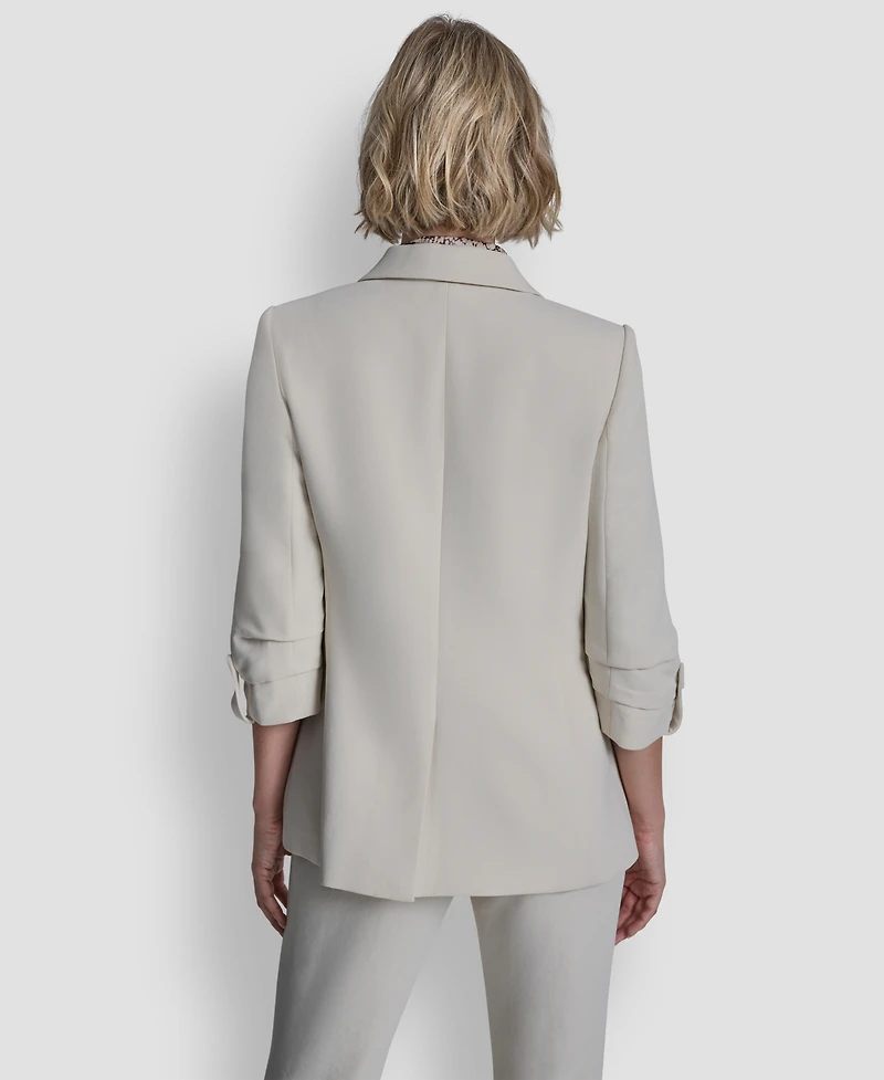 Dkny Women's Notch Collar Ruched Sleeve Jacket