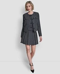 Dkny Women's Collarless Cropped 4-Button Jacket