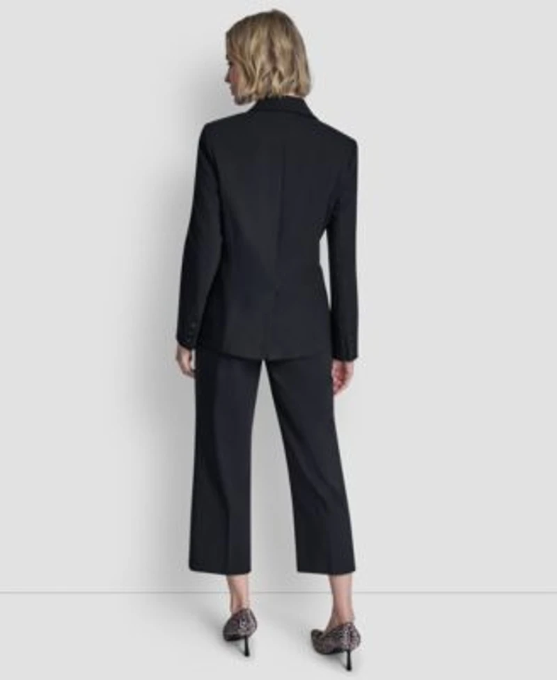 Dkny Womens One Button Notch Collar Jacket Button Front Vest Top Pintuck Straight Fit Pants