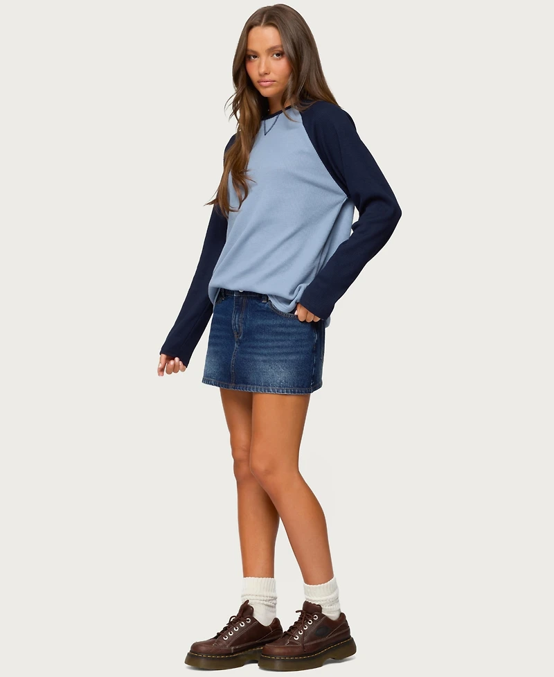 Edikted Women's Me Time oversized waffle top