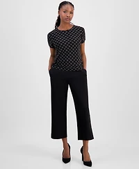 Ak Anne Klein Petite Circle-Print Top