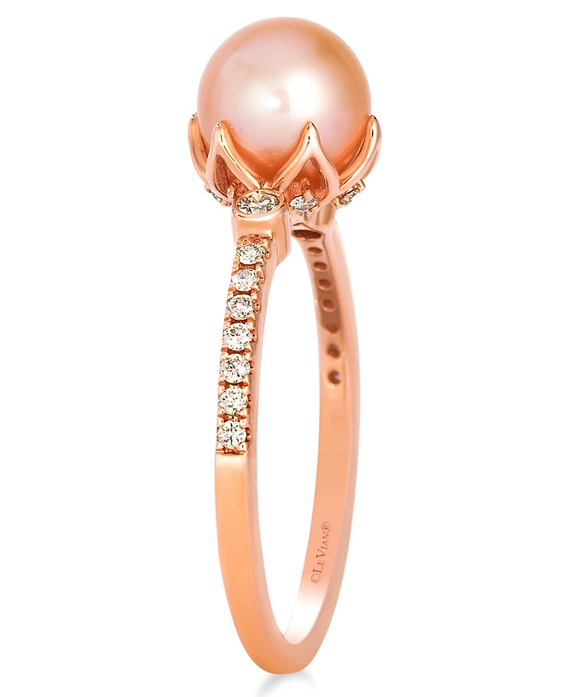 Le Vian Freshwater Pearl (7-8mm) & Nude Diamond (0.18 ct. t.w.) Ring in 14k Strawberry Gold
