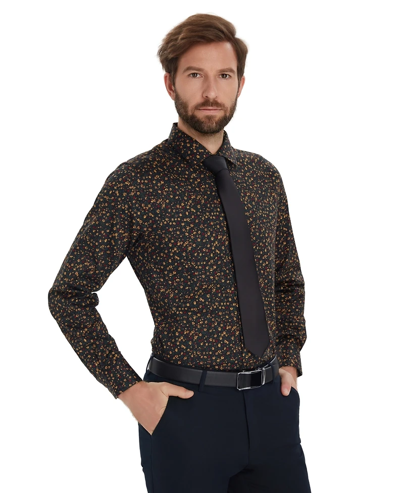 Bar Iii Men's Front Floral Print Dress Shirt, Macy's Exclusive