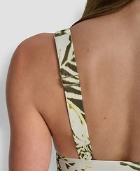 Dkny Women's Side Tie Plunge Removable Cups One-Piece Swimsuit