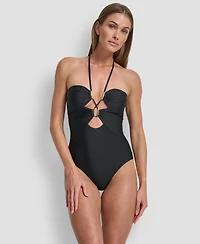Dkny Women's Removable Cups Halter Neck One-Piece Swimsuit