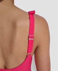 Dkny Ruffle Plunge Underwire Tummy Control One-Piece Swimsuit, Created for Macy's