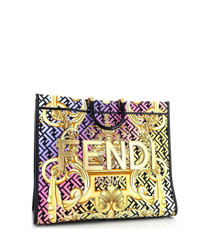 Pre-Owned Versace Large x Fendi Fendace Sunshine Shopper Tote Printed Zucca Jacquard
