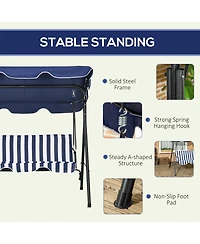 Outsunny 3-Seat Outdoor Patio Swing Chair w/ Tilt Canopy Cushion Dark