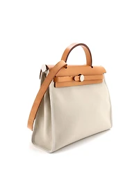 Pre-Owned Hermes 31 Herbag Zip Leather and Toile